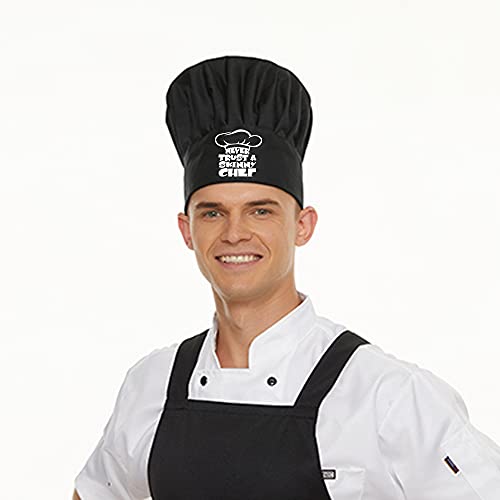 AGMdesign Funny Chef Wear, Funny Chef Hat, Never Trust A Skinny Chef, Adjustable Kitchen Cooking Hat for Men & Women Black, Mother's Day/Father's Day/Birthday Gift for Him, Her, Mom, Dad, Friend