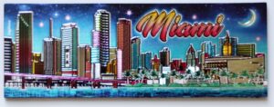 miami florida sunset skyline foil magnet 5" x 1.75" x 0.125"