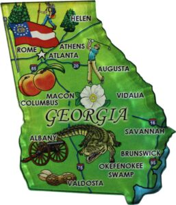 georgia - acrylic state map refrigerator magnet