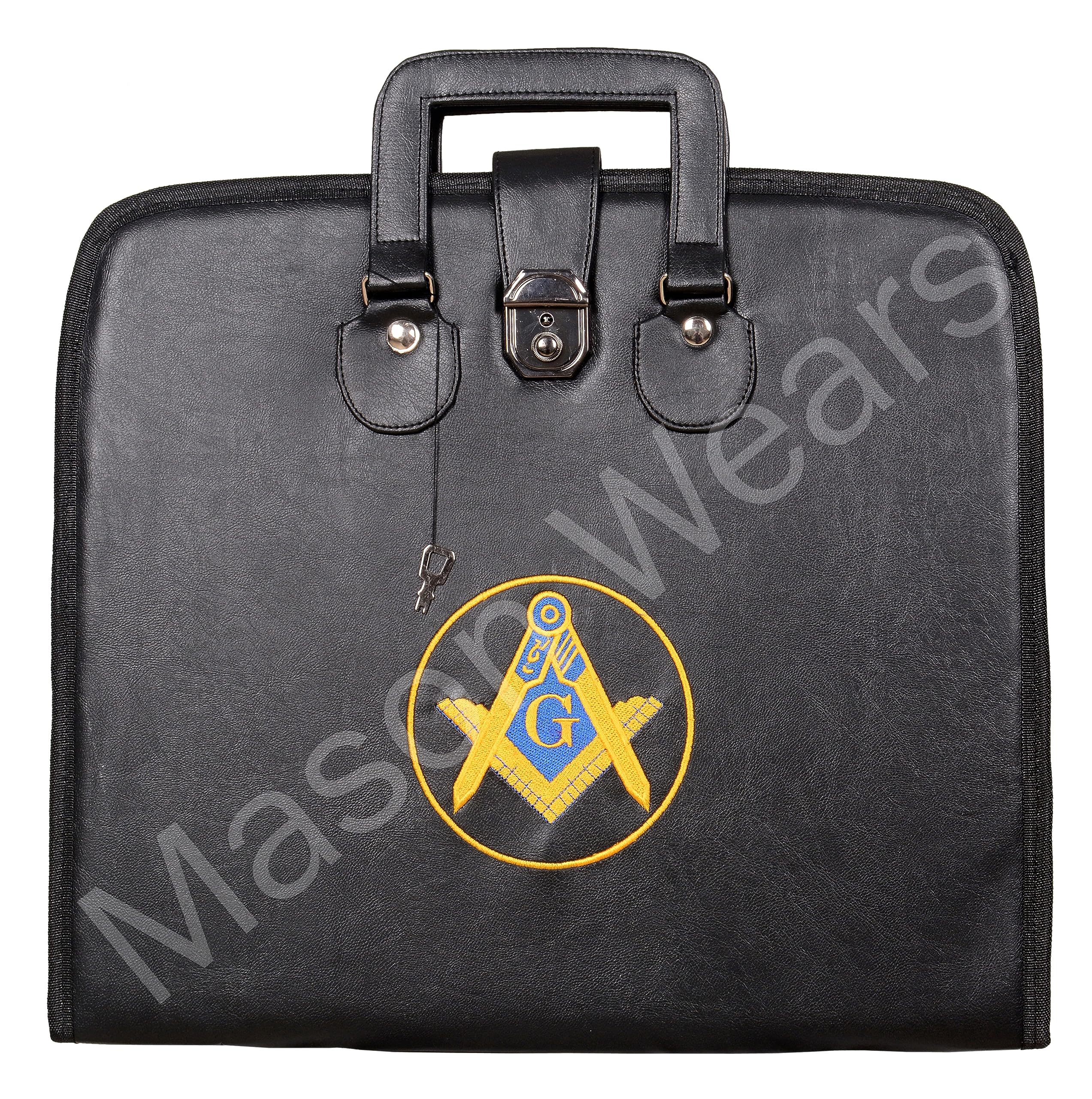 Masonic Regalia Master Mason MM/WM Apron Case golden Bullion embroidered (15 X 17 INCH), Gold,bullion