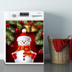 Dishwasher Magnet Cover Panel for The Front, Christmas Red Snowman Bell Magnetic Covers Sticker Decal Washing Machine Cover Decorative Home Season Decor,26x23