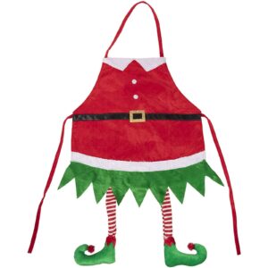 juvale elf christmas apron with hanging legs, holiday novelty gift (35 x 23 in)