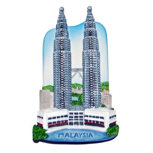 WitnyStore Tiny Petronas Twin Tower in Kuala Lumpur, Malaysia Southeast Asia Tourist Attractions Resin Refrigerator Magnet Traveler Souvenir 3D Fridge Magnets