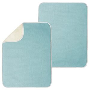 mdesign ultra absorbent reversible microfiber dish drying mat and protector for kitchen countertops, sinks - folds for compact storage - extra large, 2 pack - aqua blue/ivory