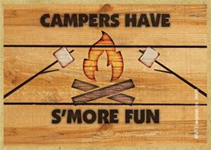 sjt enterprises, inc. campers have s'more fun - campfire with marshmallows wood fridge kitchen magnet - made in usa - measures 2.5" x 3.5" (sjt094808)
