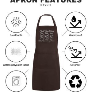 GXVUIS Grab Your Balls It's Canning Time Aprons for Women with 2 Pockets Waterproof Adjustable Bib Kitchen Cooking BBQ Apron Brown