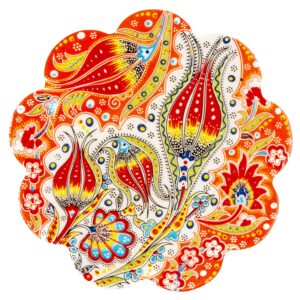 küchengeräte 18 cm/7" inc hand painted decorative tulip patterned turkish ceramic trivet coaster - very stylish - scratch proof heat resistant & great kitchen home office decor - best gift idea
