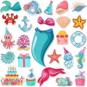 xuhal 25 pcs mermaid cruise door decorations magnetic ocean sea animal car magnets stickers fish birthday magnets for cruise door ship refrigerator fridge cabin decor accessories