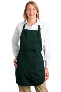 full length apron with pockets, color: hunter, size: one size
