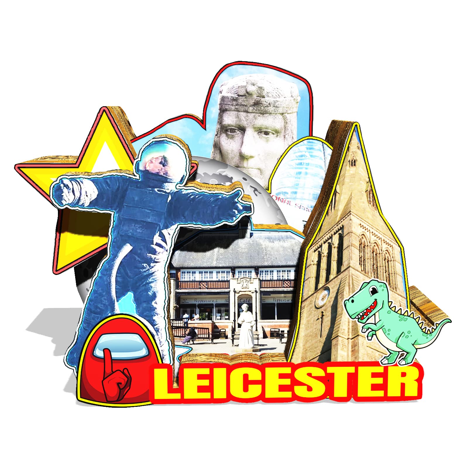 UK Leicester England Magnet Fridge Magnet Wooden 3D Landmarks Travel Collectible Souvenirs Decoration Handmade-2