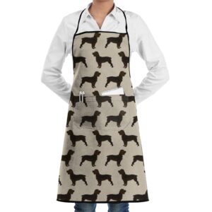 boykin spaniel dog dogs boykin spaniels dog design bib apron extra long ties with pockets kitchen cooking baking gardening painting apron for women men