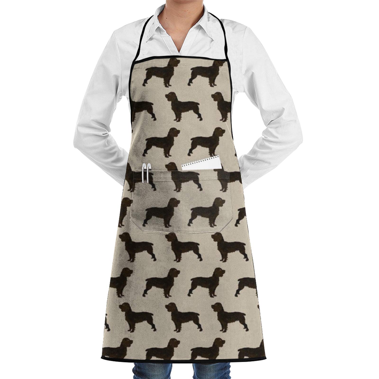 Boykin Spaniel Dog Dogs Boykin Spaniels Dog Design Bib Apron Extra Long Ties With Pockets Kitchen Cooking Baking Gardening Painting Apron For Women Men