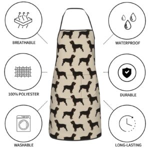 Boykin Spaniel Dog Dogs Boykin Spaniels Dog Design Bib Apron Extra Long Ties With Pockets Kitchen Cooking Baking Gardening Painting Apron For Women Men