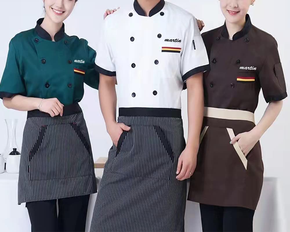 Personalized Chef Coat Short Sleeve Embroidered Chef Shirt Custom Food Service Uniform Chef Jacket for Men Women