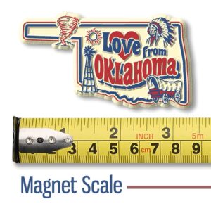 Love from Oklahoma Vintage State Magnet by Classic Magnets, Collectible Souvenirs Made in The USA, 3.4" x 1.9"