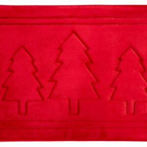 Serafina Home Luxury Holiday Trees Christmas Red Memory Foam Anti Fatigue Bathroom Floor Mat Rug Kitchen Foyer Office Entry Way