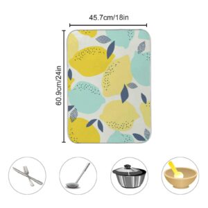 Microfiber Drying Pad for Kitchen Dining Table,16x18 Inch Non Slip Dish Drying Mat Citrus Lemon Fruits Kitchen Mats