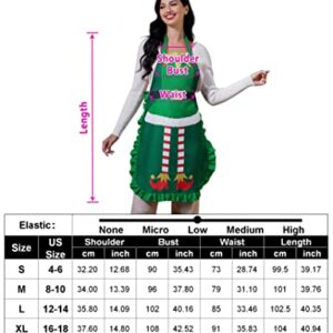 KOJOOIN Christmas Kitchen Apron Adjustable Cute Cooking for Adult BBQ Holiday Elf Apron Funny Creative Thanksgiving green