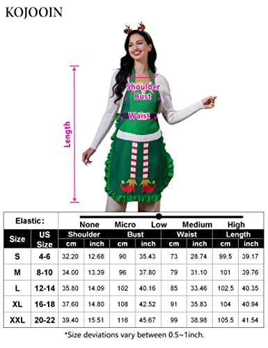 KOJOOIN Christmas Kitchen Apron Adjustable Cute Cooking for Adult BBQ Holiday Elf Apron Funny Creative Thanksgiving green