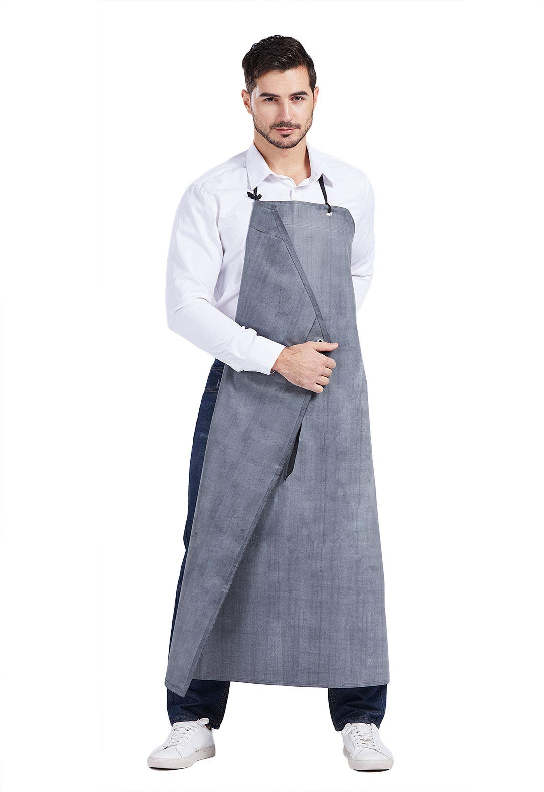 Nanxson Men’s Apron Thick Rubber Waterproof Apron Factory Butcher Adjustable Working Apron CF3024 (white)