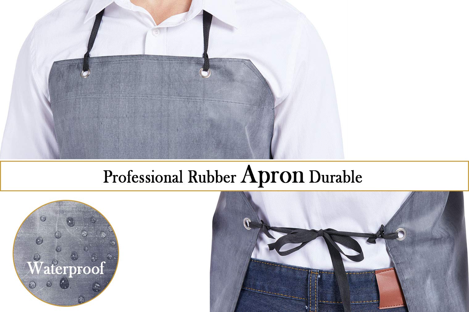 Nanxson Men’s Apron Thick Rubber Waterproof Apron Factory Butcher Adjustable Working Apron CF3024 (white)