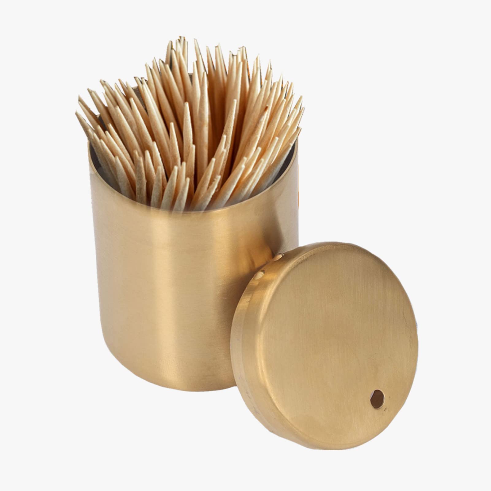 Toothpick Holder, 3.1x2.2in Stainless Steel Toothpick Holder Dispenser Pocket Toothpick Holder Metal Toothpick Storage Box for Table, Restaurant, Travel(Gold)