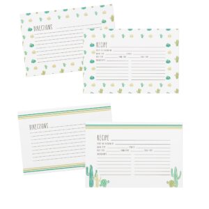 c.r. gibson cacti double sided recipe card set, 4" w x 6" l, multicolor