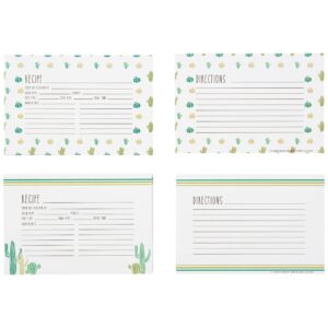 C.R. Gibson Cacti Double Sided Recipe Card Set, 4" W x 6" L, Multicolor