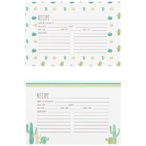 C.R. Gibson Cacti Double Sided Recipe Card Set, 4" W x 6" L, Multicolor