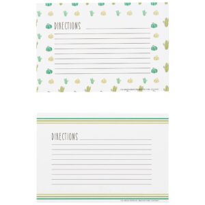 C.R. Gibson Cacti Double Sided Recipe Card Set, 4" W x 6" L, Multicolor