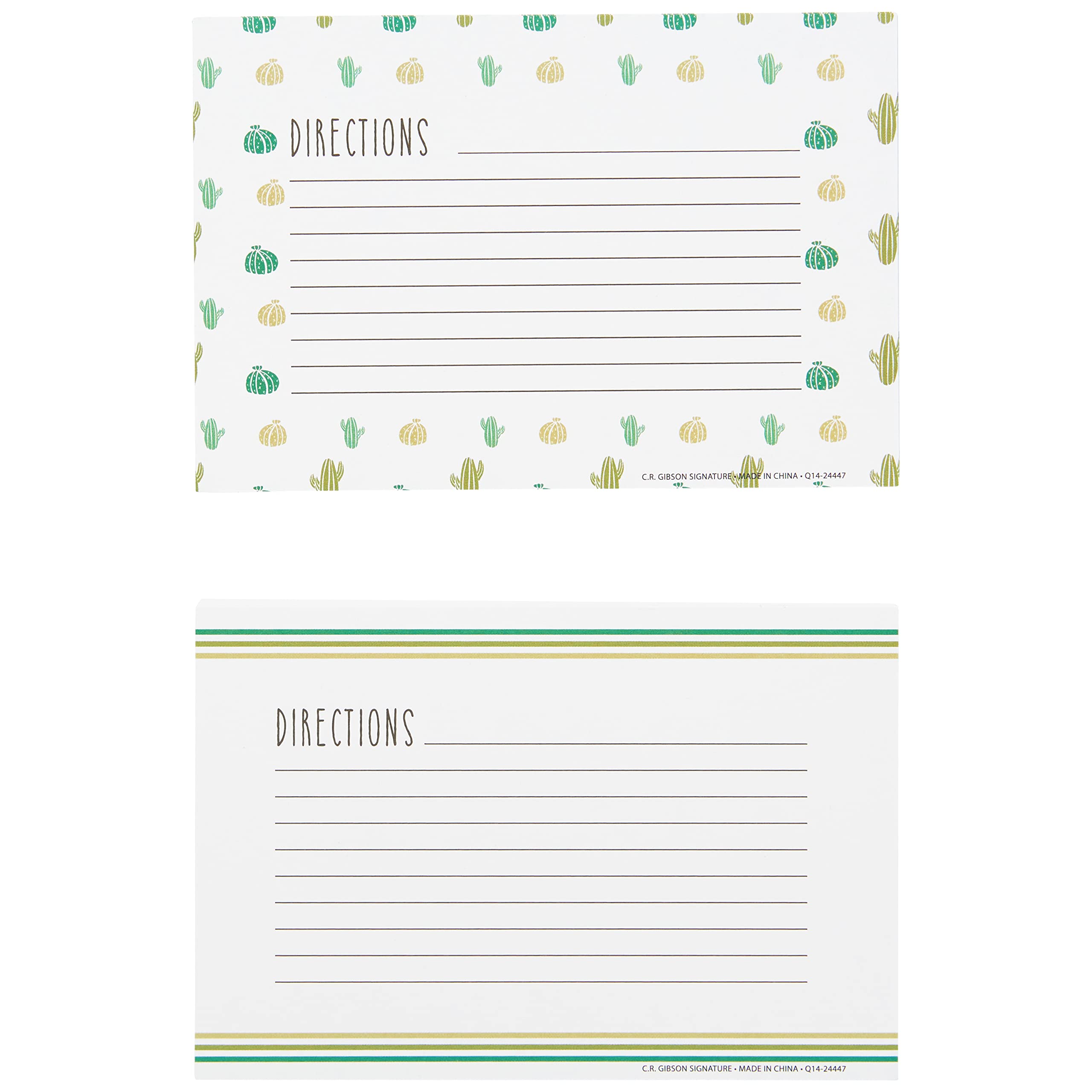 C.R. Gibson Cacti Double Sided Recipe Card Set, 4" W x 6" L, Multicolor