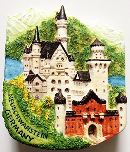 WitnyStore Tiny Neuschwanstein Castle in Southern Bavaria Germany Central Europe Tourist Attractions Resin Refrigerator Magnet Traveler Souvenir Gift Memento 3D Fridge Magnets