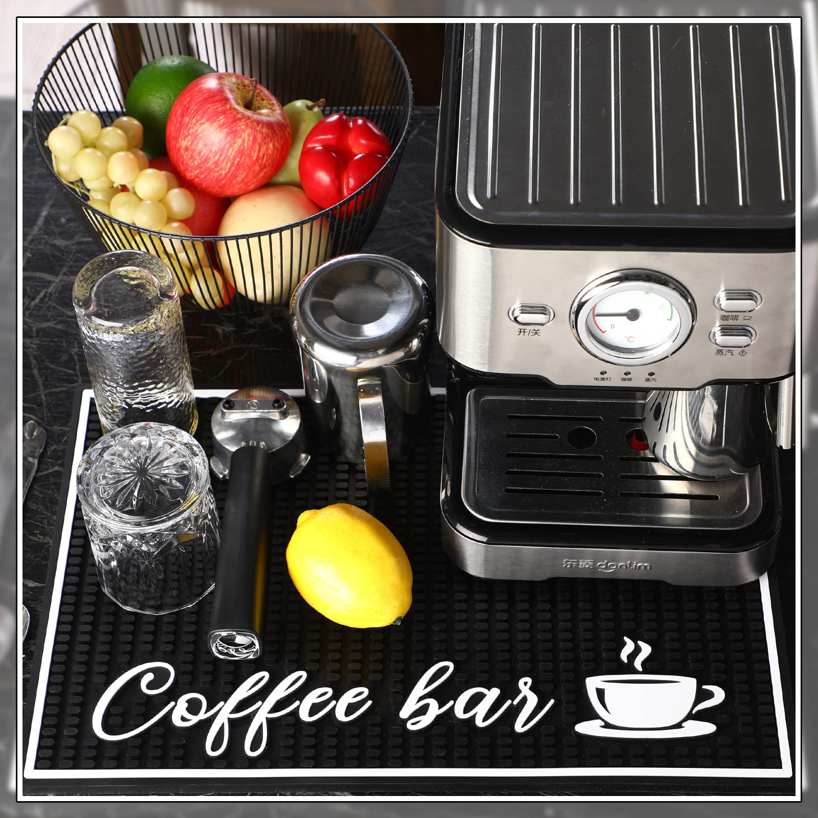 Bar Mats for Countertop Stylish 18 x 12 Inches Service Bar Mat with 1 cm Thick Bar Accessories Coffee Maker Mat for Countertops Kitchen Counter Mat Dish Drying Mat Coffee Spill Mat for Bar Restaurants