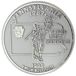 pennsylvania state quarter magnet by classic magnets, 2.5" diameter, collectible souvenirs made in the usa