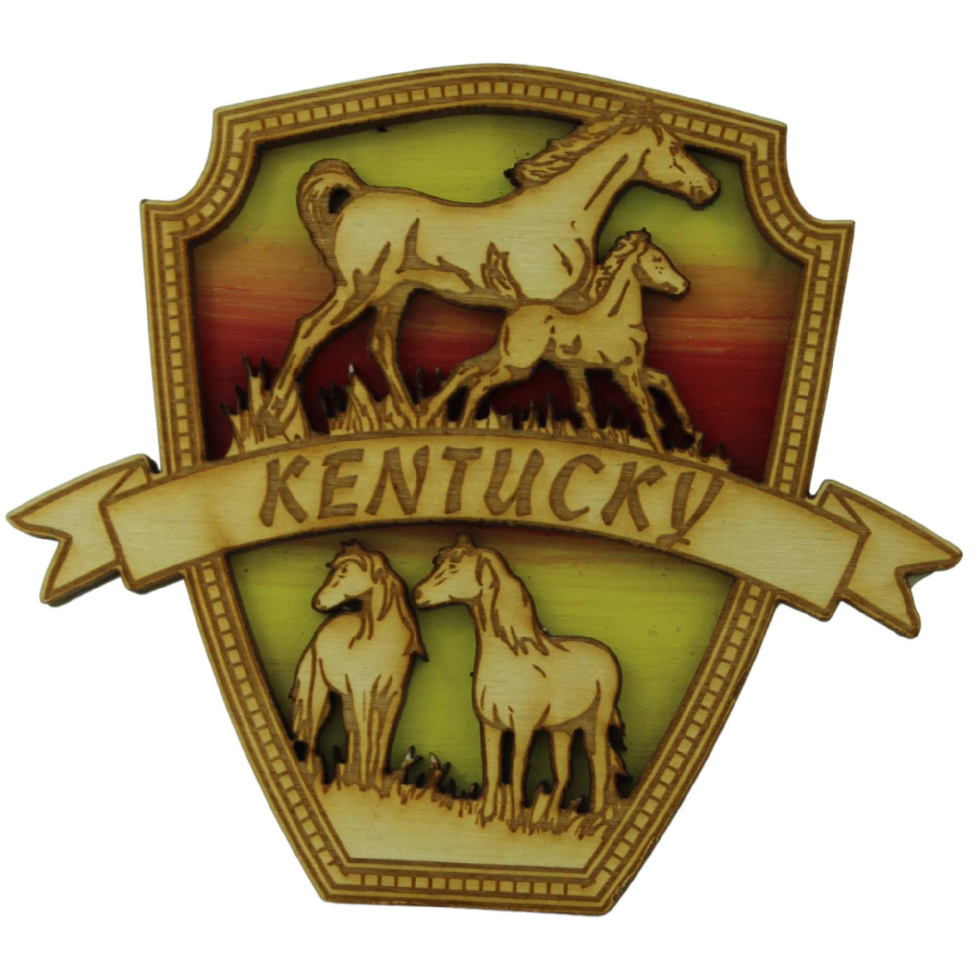 Kentucky Souvenir Magnets, Carved Wood Kitchen Decor for Fridge, Whiteboards, 3.25 Inches