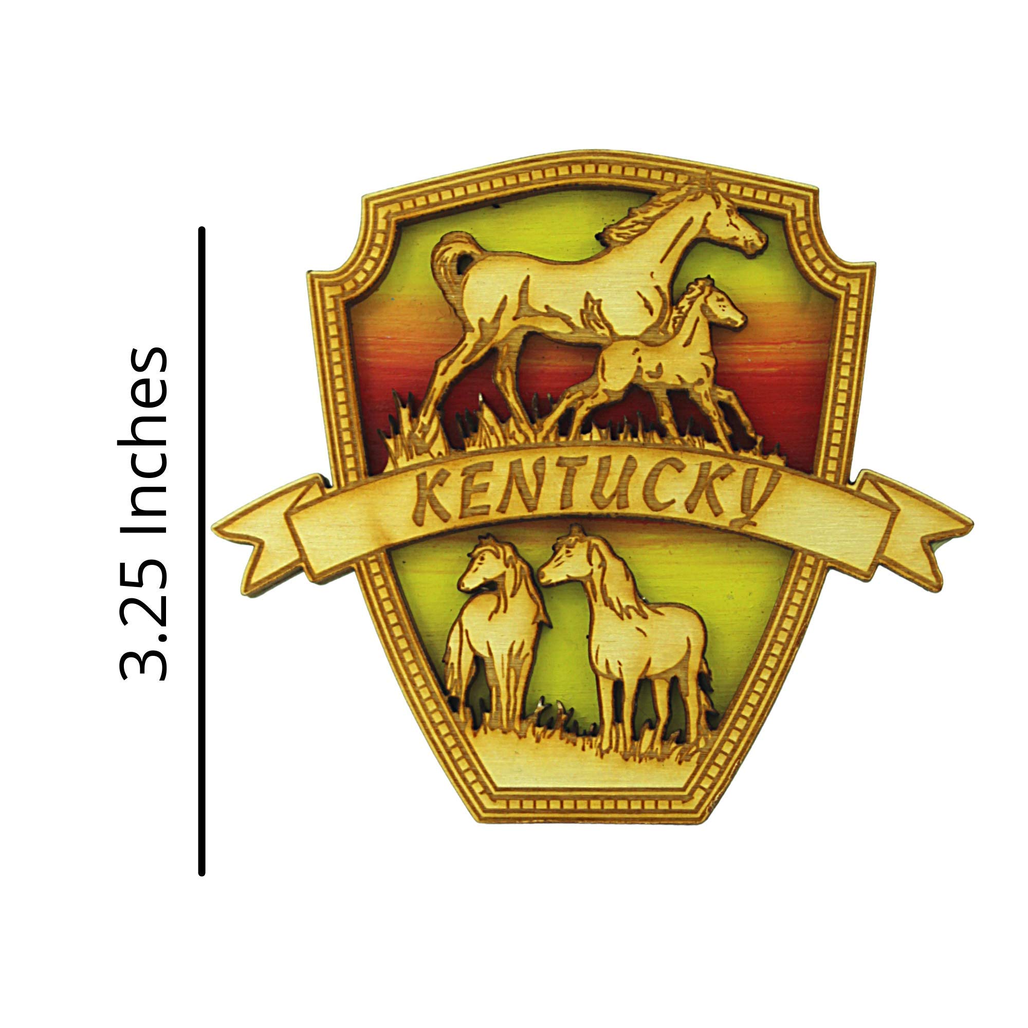 Kentucky Souvenir Magnets, Carved Wood Kitchen Decor for Fridge, Whiteboards, 3.25 Inches