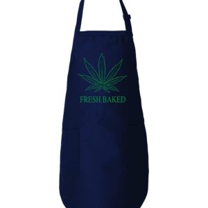 Wild Bobby Fresh Baked THC Funny Weed Marijuana Kitchen BBQ Grilling Cooking Graphic Apron with Pockets, Navy, One Size