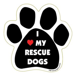 i love my rescue dogs paw shape car, truck, refrigerator magnet