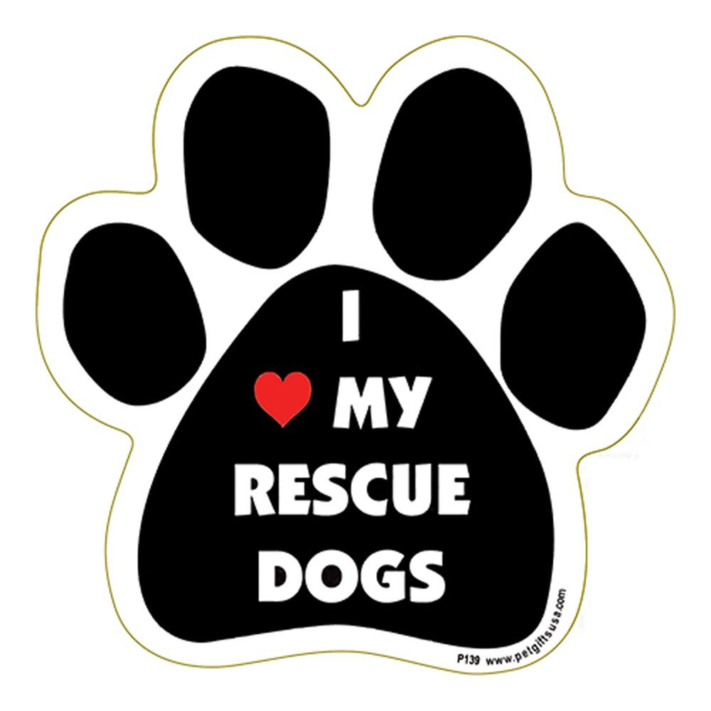 I Love My Rescue Dogs Paw Shape Car, Truck, Refrigerator Magnet