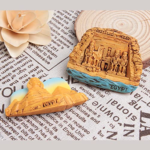 Acxico 2 pcs Egypt Fridge Magnet Stickers Aswan Abu Simbel Temple 3D Resin Tourist Souvenir