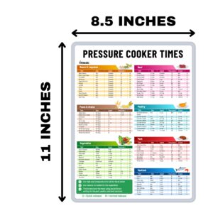 Pressure Cooker Magnetic Cheat Sheet - Instant Pot Cooking Times Magnet - Instapot Quick Reference Guide Kitchen Accessory - Pressure Cooker Chart Magnet for Time, Liquid, & Size - 8.5” x 11”
