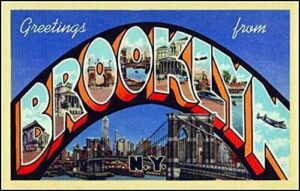 magnet 3x5 inch vintage greetings from brooklyn sticker (old postcard logo new york ny) magnetic vinyl bumper sticker sticks to any metal fridge, car, signs