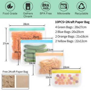 VECELO Reusable Storage Bags, Leakproof Storage Bag Sandwich Bags for Food, Travel, Home Organization, BPA FREE Resealable Lunch Bag for Meat Fruit Veggies