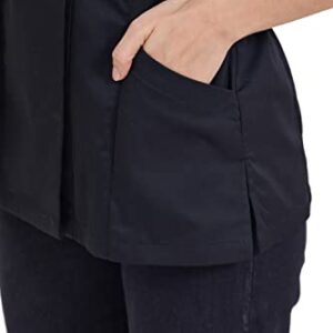 Women's Snap Buttons Chef Coat Short Sleeves Chef Jacket Hotel Restaurant Lightweight Chef Uniform - Black