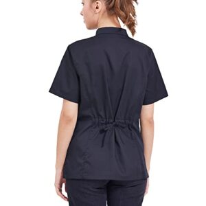 Women's Snap Buttons Chef Coat Short Sleeves Chef Jacket Hotel Restaurant Lightweight Chef Uniform - Black