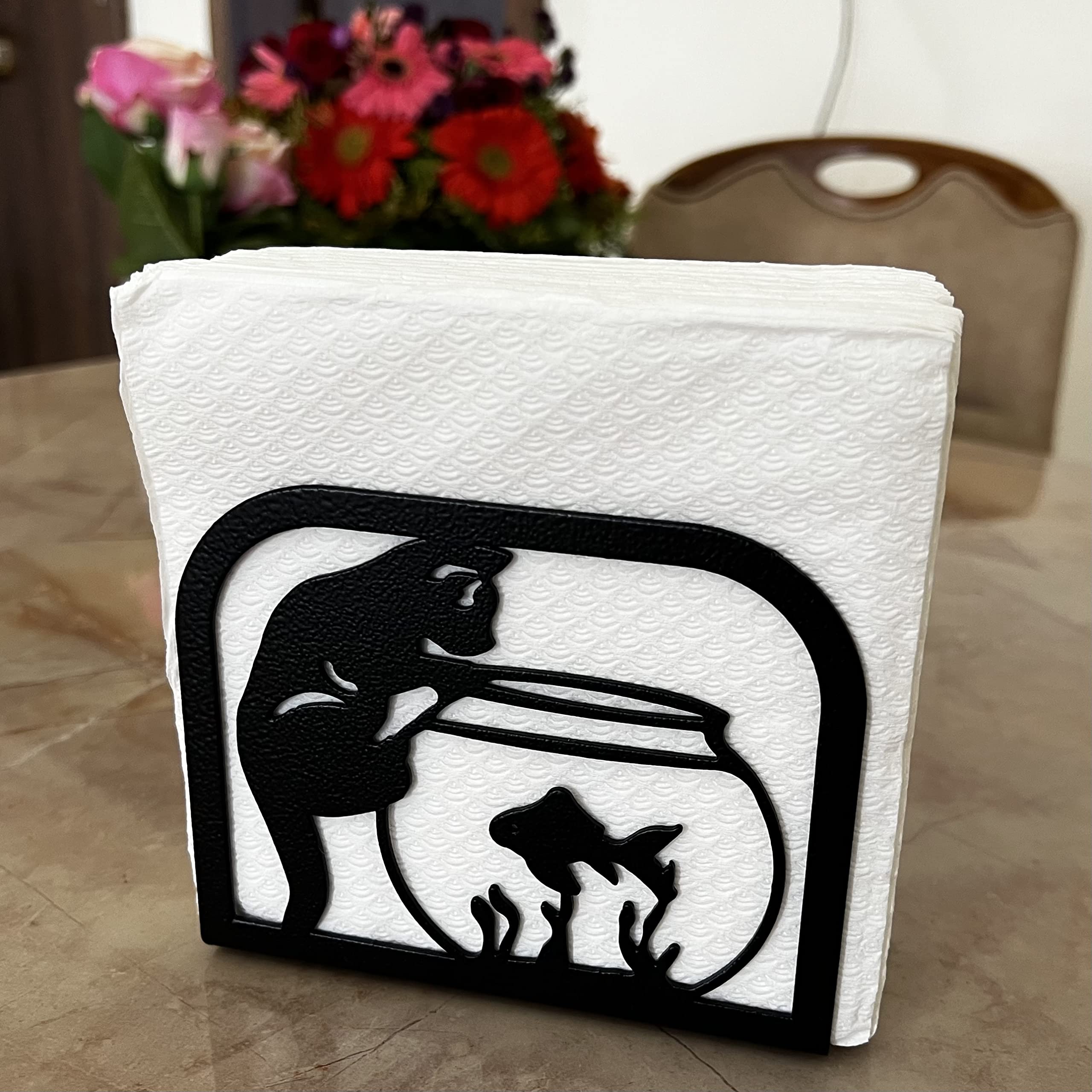 HeavenlyKraft Napkin Holder Dispenser kitchen decor Paper Napkin Holder Modern Napkin Holder tissue holder for dining table napkin holder kitchen napkin stand farmhouse table napkin holder Cat & Fish