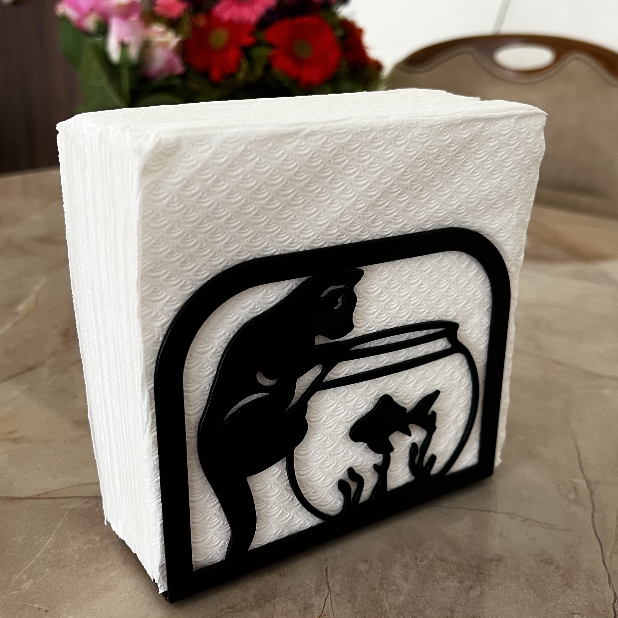 HeavenlyKraft Napkin Holder Dispenser kitchen decor Paper Napkin Holder Modern Napkin Holder tissue holder for dining table napkin holder kitchen napkin stand farmhouse table napkin holder Cat & Fish