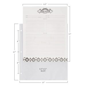 COFICE 50 Pack Recipe Paper for 8.5x11 Full Page 3 Ring Book Binder with Plastic Protectors (Tableware)