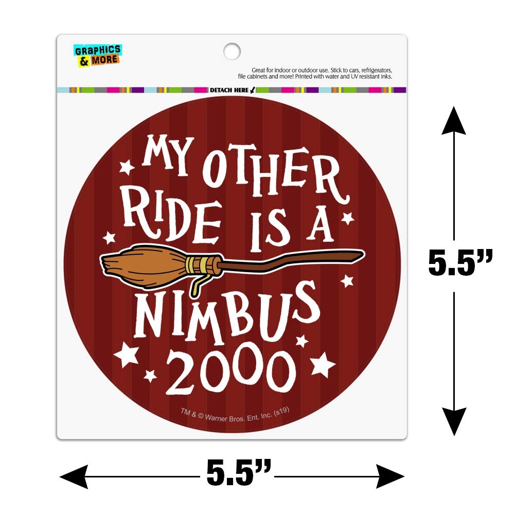 Harry Potter My Other Ride is a Nimbus 2000 Automotive Car Refrigerator Locker Vinyl Circle Magnet