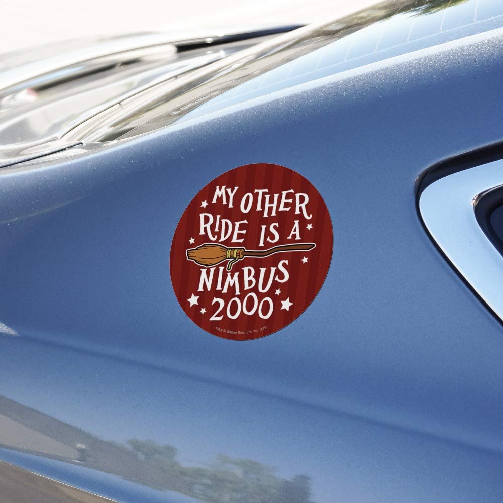 Harry Potter My Other Ride is a Nimbus 2000 Automotive Car Refrigerator Locker Vinyl Circle Magnet